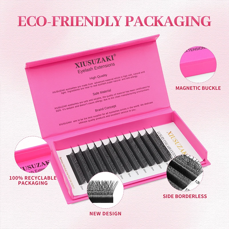 XIUSUZAKI Double 3D Tips W Shaped Lashes Extensions Premade Fans 6D W Eyelashes Extensions Soft Individual False Lashes Shop