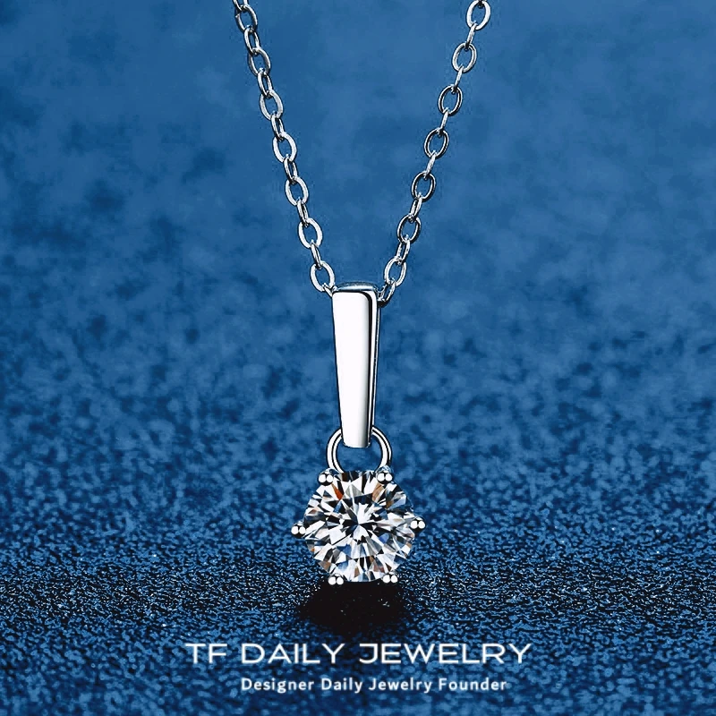 

Necklace 18K White Gold for Women Wedding Party 1/2 Carat Moissanite Diamond Pendant Birthday Gift Fine Jewelry Girl Engagement