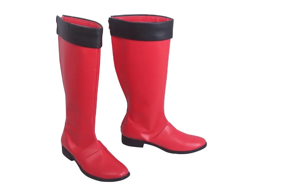 Super Sentai Go-Busters Red Buster Cosplay Boots - Red Leather Hero Costume Shoes, Custom Unisex Collection
