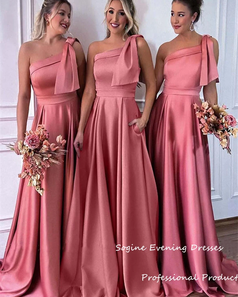 فساتين سهرة بكتف واحد للنساء المثيرات من الساتان مخصصة من فيستدوس دي غالا مع جيب حورية البحر فساتين حفلات الكوكتيل الطويلة