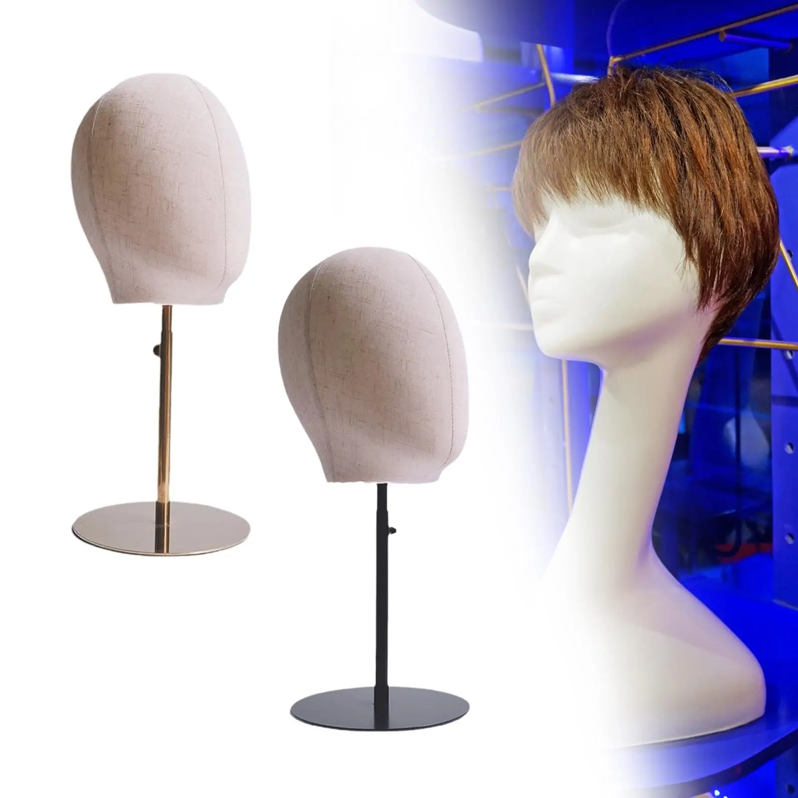 with Metal Base Hats Wig Display Stand Adjustable Fashion Stable Mannequin Head Wig Stand for Beginner,Stylist Shopping Mall