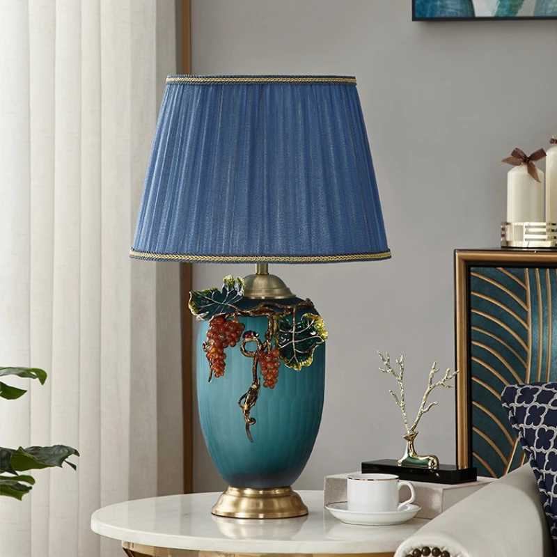 

American all-copper enamel color desk lamp creative romantic bedroom bedside lamp