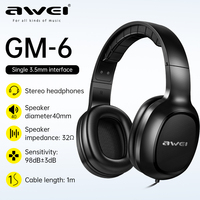 Awei GM-6 Wired Professional Headphone with Wire Control Game Wired Headset With Mic 3.5mm AUX Plug For PC Computer Laptop