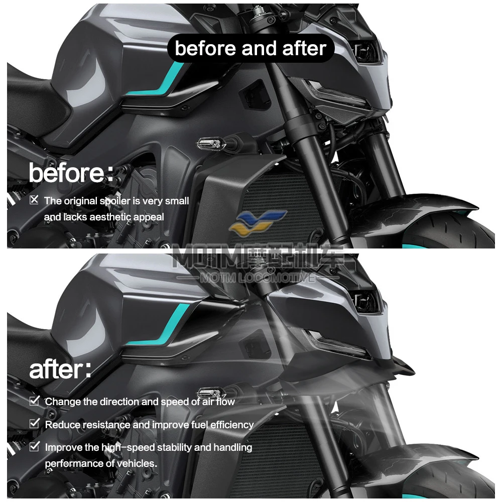 Geeignet für Yamaha MT-09 MT-09SP modifizierte Spoiler-Festluftflügelschere 24-25 Windflügel der Vorderlippe.