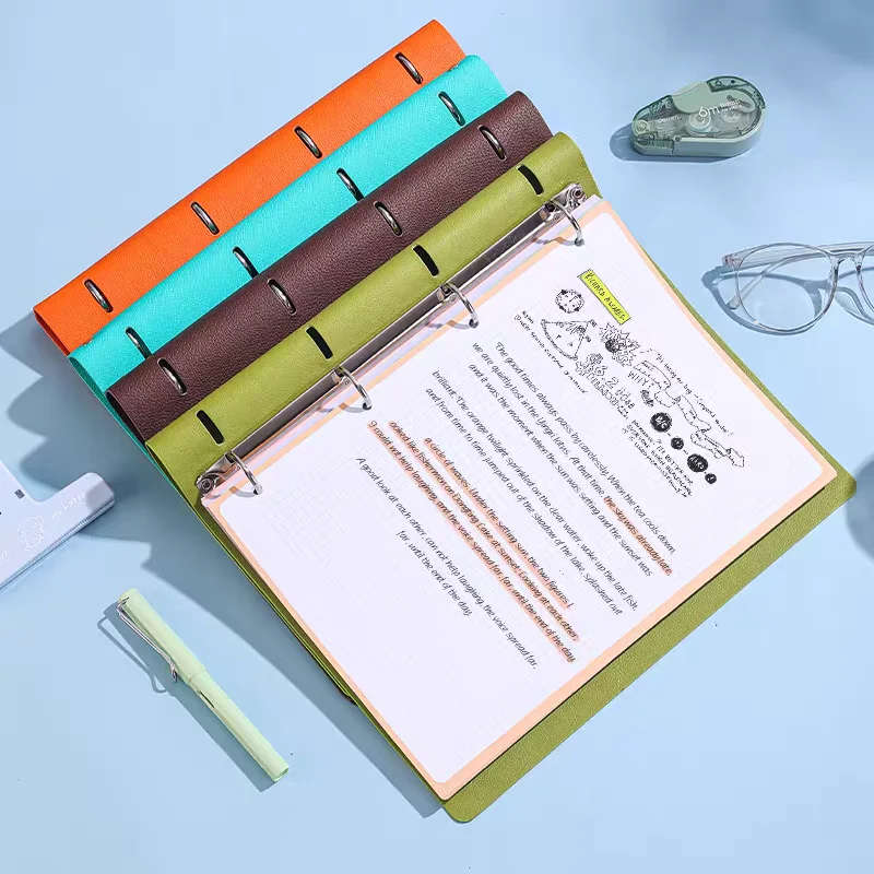 A4 Soft PU Leather Notebook Binder, Refillable 4 Round Ring Binder Cover for A4 Filler Paper, Notebook Personal Planner Binder