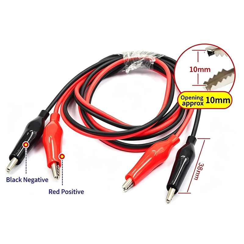 1M Alligator Clip Test Lead Wire 2*0.5mm² 5A Red Black Jumper Cable 4 Clips Double End Alligator Clip Wire for Laboratory