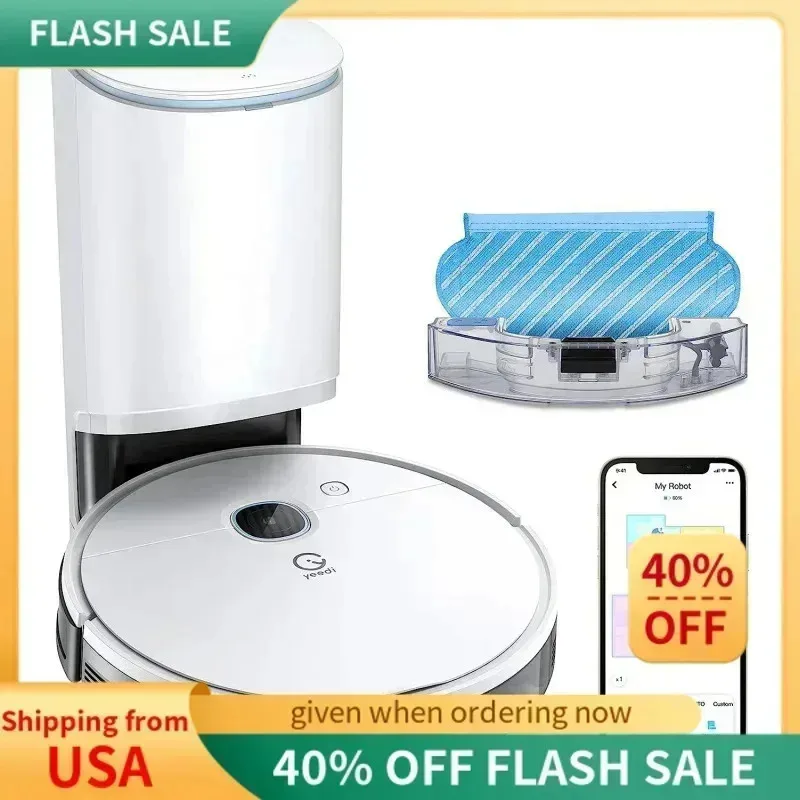 QZA4-Yeedi by QZA4-OVACS vac Station Robot Vacuum Mop-Self Emptying 3-in-1 Cleaner,200-Min Runtime,3000Pa Suction,Smart Mapp,