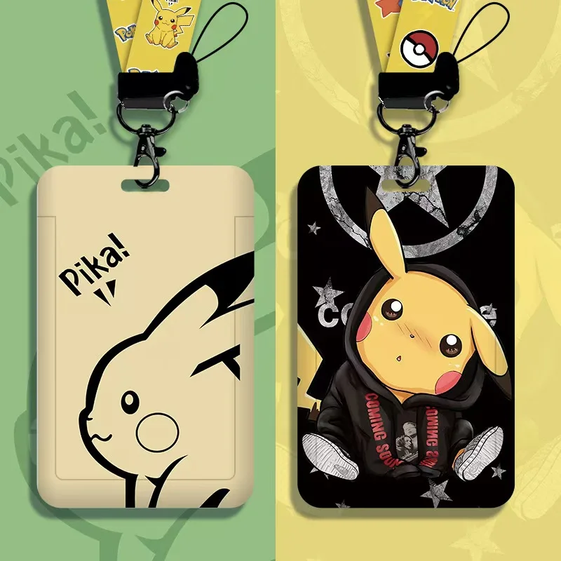 Kawaii Pokemon Pikachu Lanyard Card Holders Squirtle ID Credit Card Bus Card Student ID Card Plastic Case Accessories Gifts