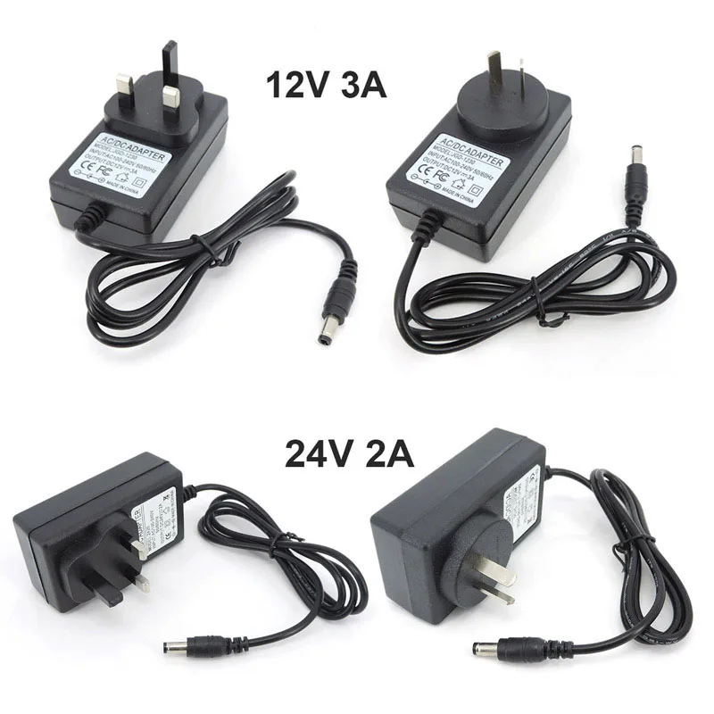 Au UK plug AC 220V to DC Power Supply Adapter 12V 3A 3000ma 24Volt 24v 2A 2000ma Transformer for LED light Driver c1