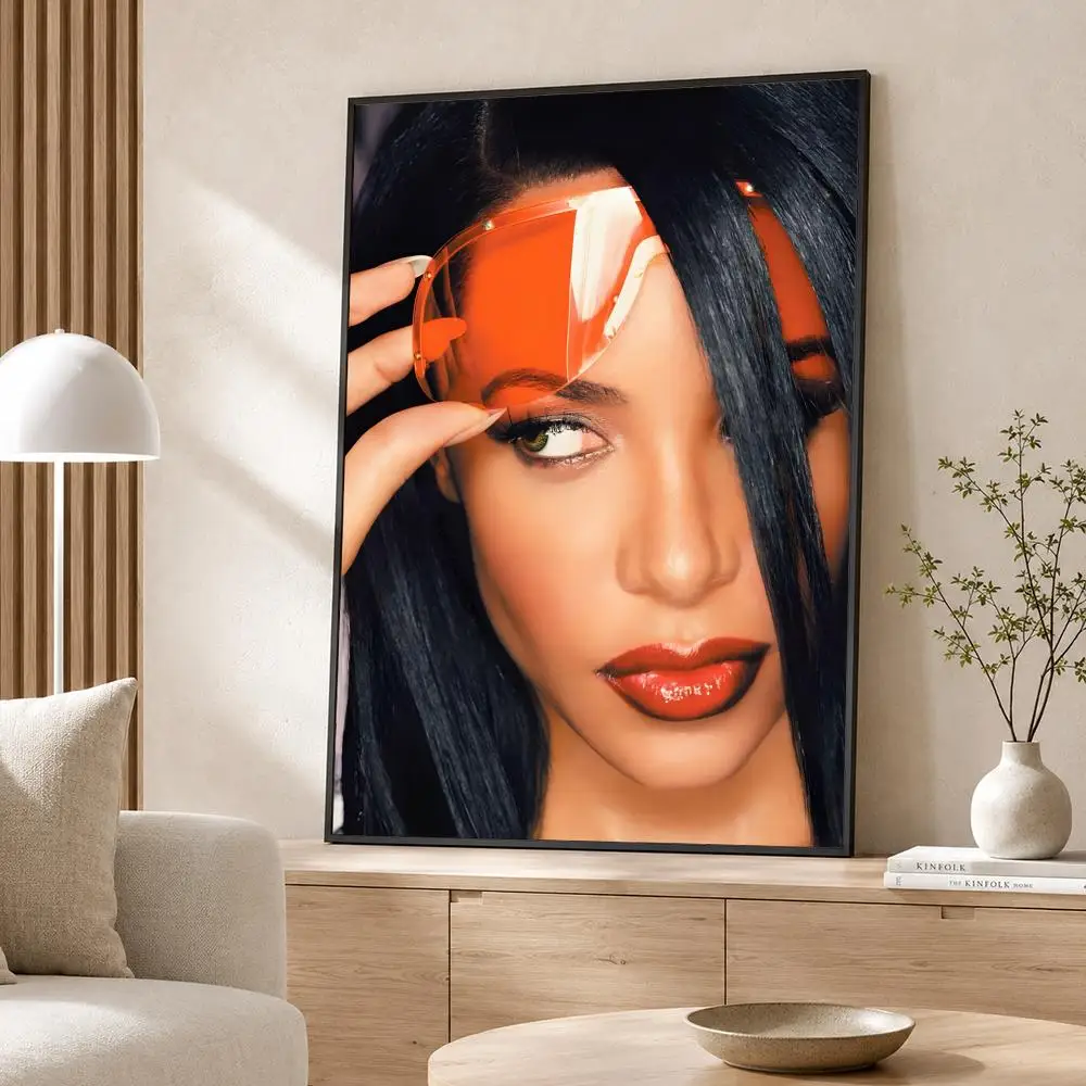 Singer Aaliyah Poster Poster Wall Sticker Waterproof Self Adhesive HD Art  Bedroom Bar Decor