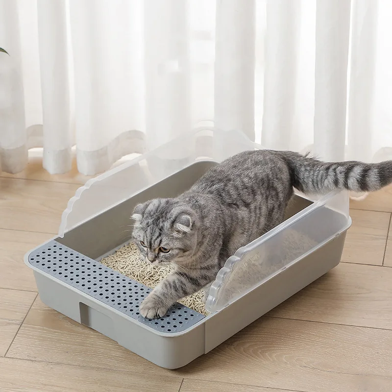 

Cat Toilet Semi-Enclosed Litter Box Splashproof Split Open Cat Toilet Litter Box Cat Cleaning Supplies Cat Toilet Cat Box Toilet