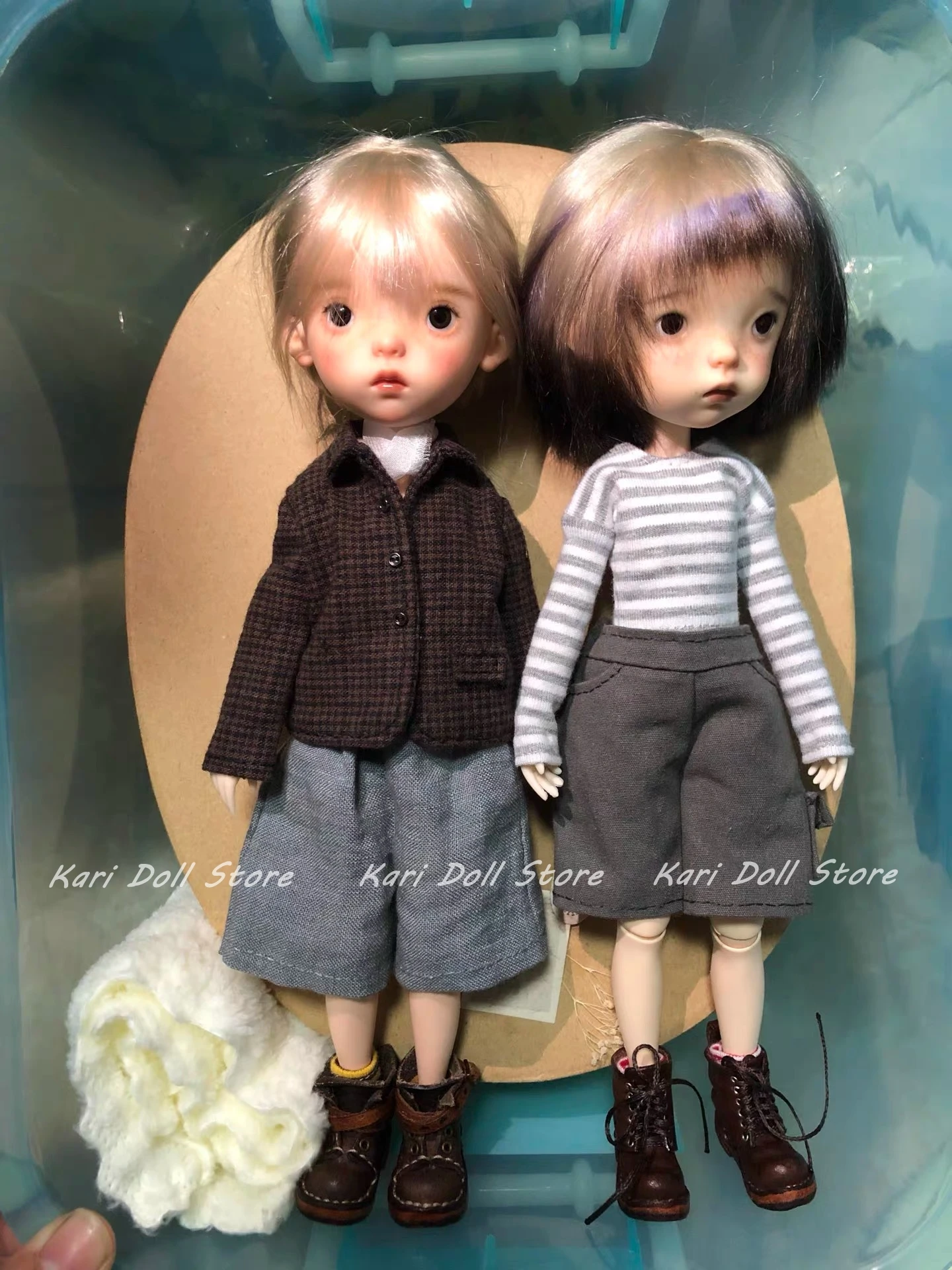 Kari Doll Clothes and skirts dress Linen plaid jacket shorts set with Scarf for Landazz Landoudou Doll