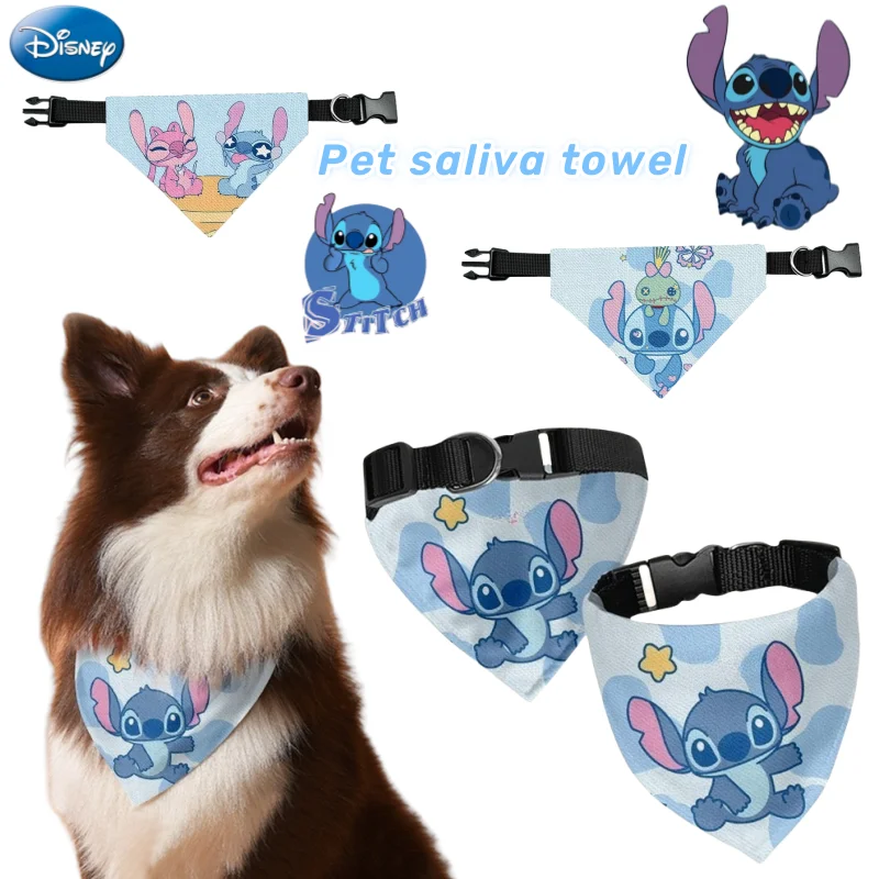 Nuevo Disney Stitch Angel Lilo & Stitch Anime Mercancía Dibujos animados creativos Linda hebilla para mascotas Saliva Toalla Bufanda Regalo de vacaciones...
