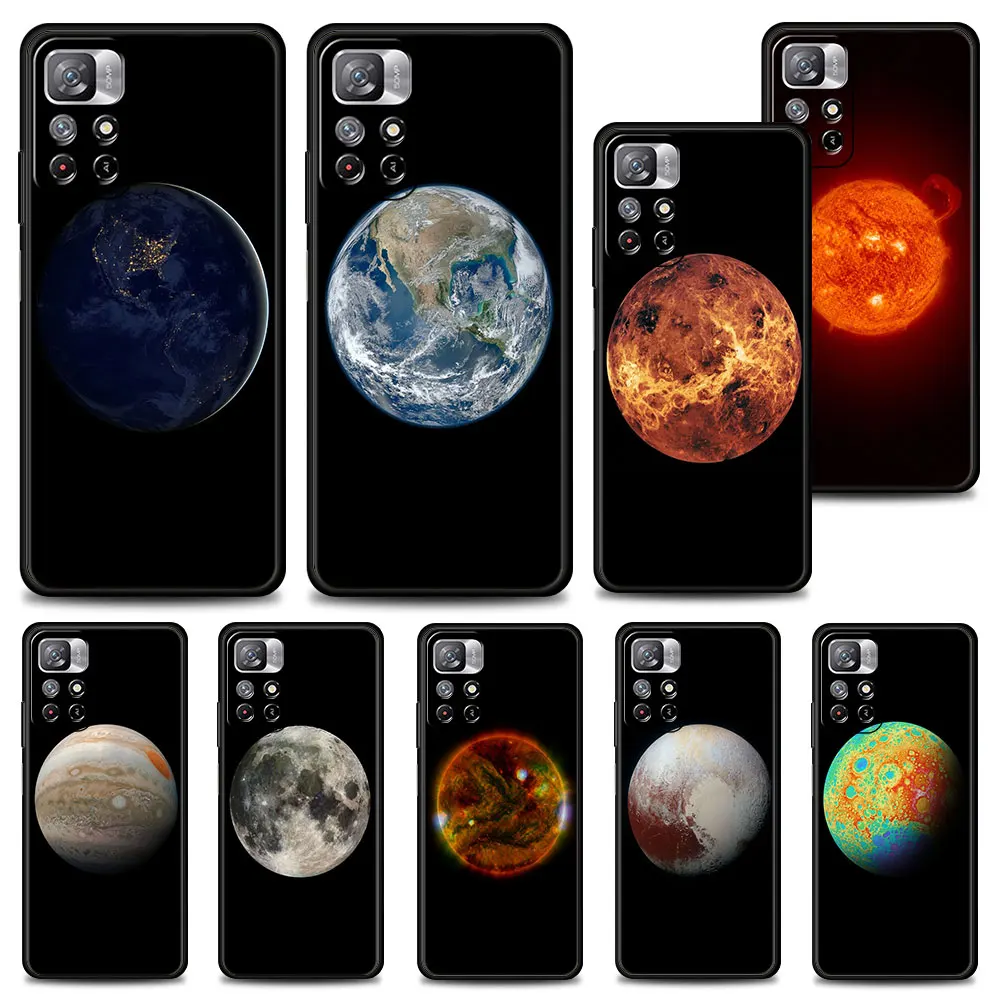 Phone Case for Xiaomi Redmi Note 9S 9 10 8 11 Pro 7 8T 9T 11T 5G Cover Redmi 9c 9 k40 9A Celular Funda Solar Eclipse Earth Moon