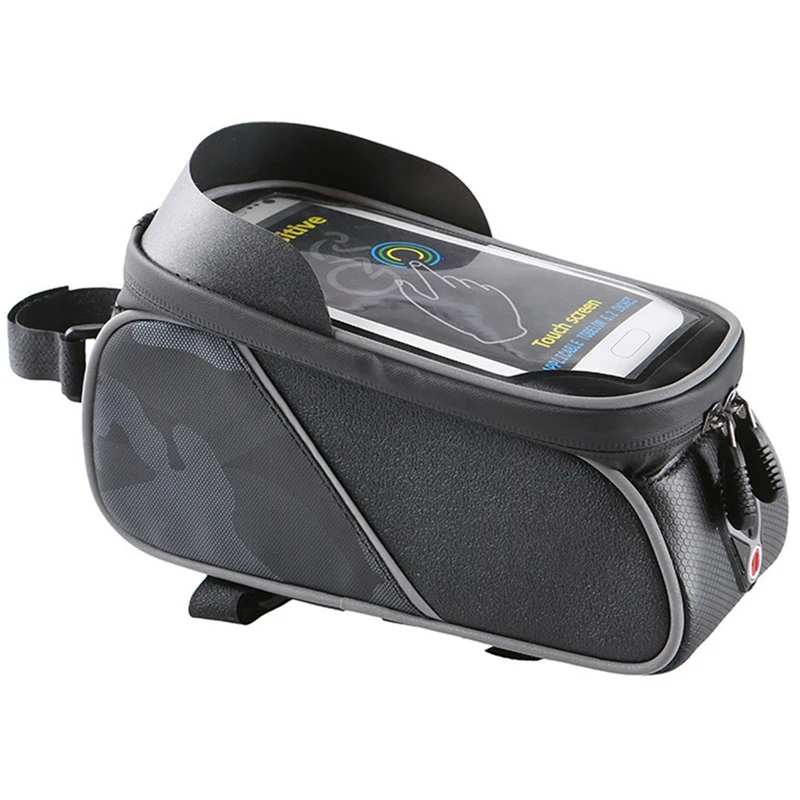 Water-Resistant Touchscreen Cycling Bicycle Head Tube Handlebar 6.5 Inch Mobile Phone Bike Bag Case Holder Pannier