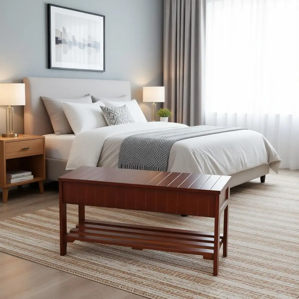 

Solid Cherry Wood Shoe Storage Bench with Quality Craftsmanship