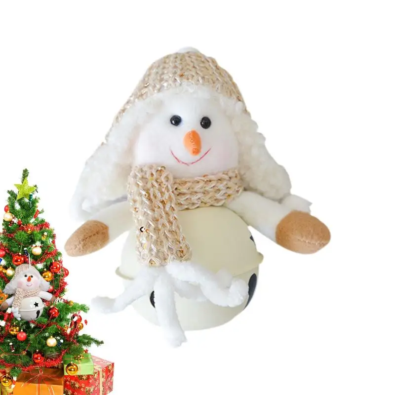 Christmas Jingle Bells Ornament Snowman Doll Christmas Bells Pendant Snowman Plush Doll Snowman Bell Pendant For Hotels