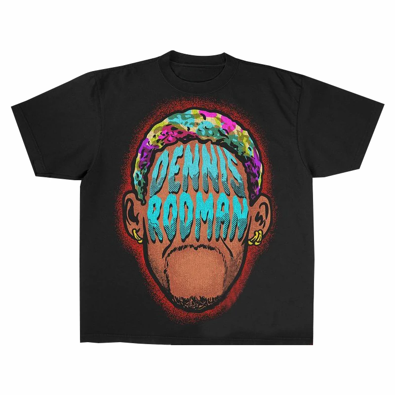 الصيف خمر دينيس رودمان الأمريكية خمر رودمان طباعة الرجال والنساء المتخصصة فضفاض الهيب هوب الشارع تي شيرتات قصيرة الاكمام #1