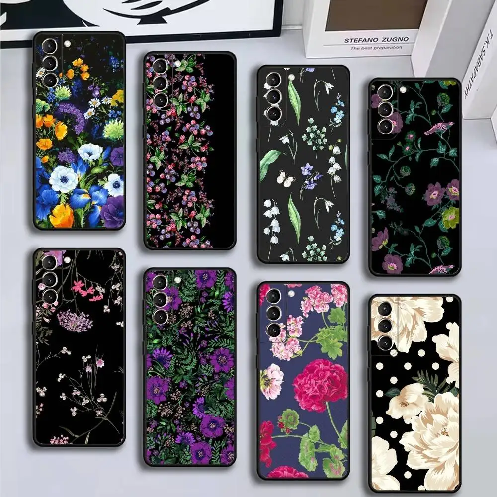 

Vintage flowers Phone Case For Samsung GalaxyA13,21s,22,31,32,52,53,71,72,73,Soft Black Cover