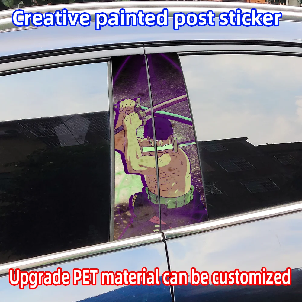 Autocollants de voiture Anime Zoro, pilier B automatique, imperméable, crème solaire, décoration, couverture, rayures, porte, vinyle, décalcomanies, accessoires