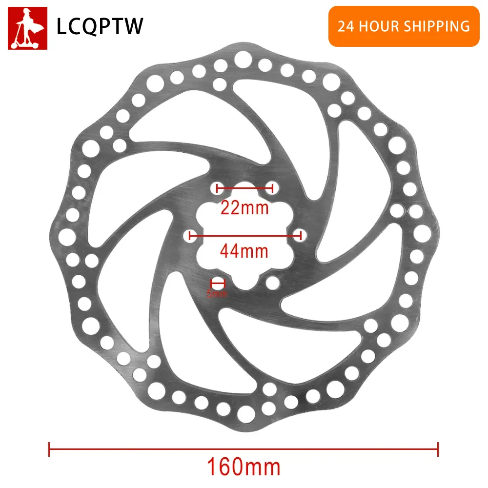 160mm Disc Brake Pads for Kaabo Wolf Warrior Electric Scooter 6 Holes Stainless Steel Rotor Disk Brake with Screws Accessories