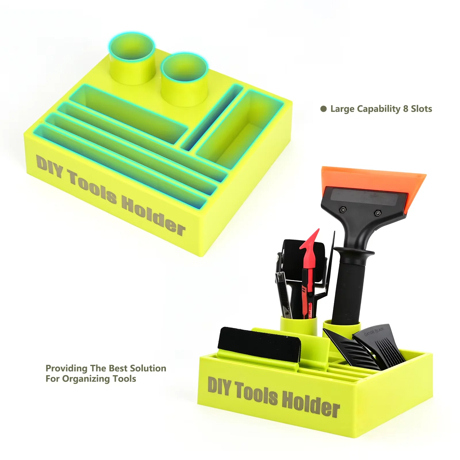 EHDIS Car Wrap Tool Storage Box Multi-Compartment Organizer for Vinyl Tint Film Squeegee Blades Tools Green ﻿
