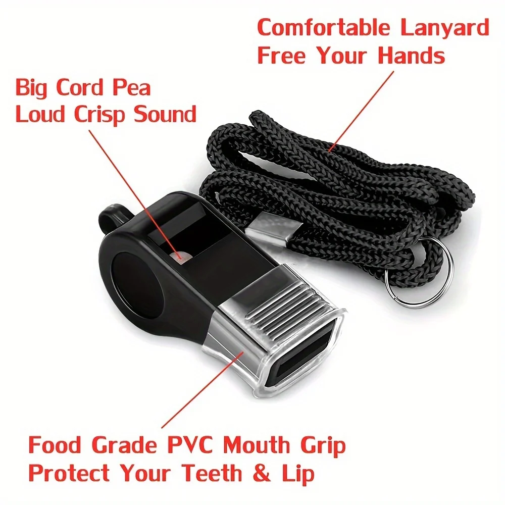 끈이 달린 플라스틱 스포츠 휘파람, 코치, 심판에게 이상적인 크고 선명한 소리의 휘파람