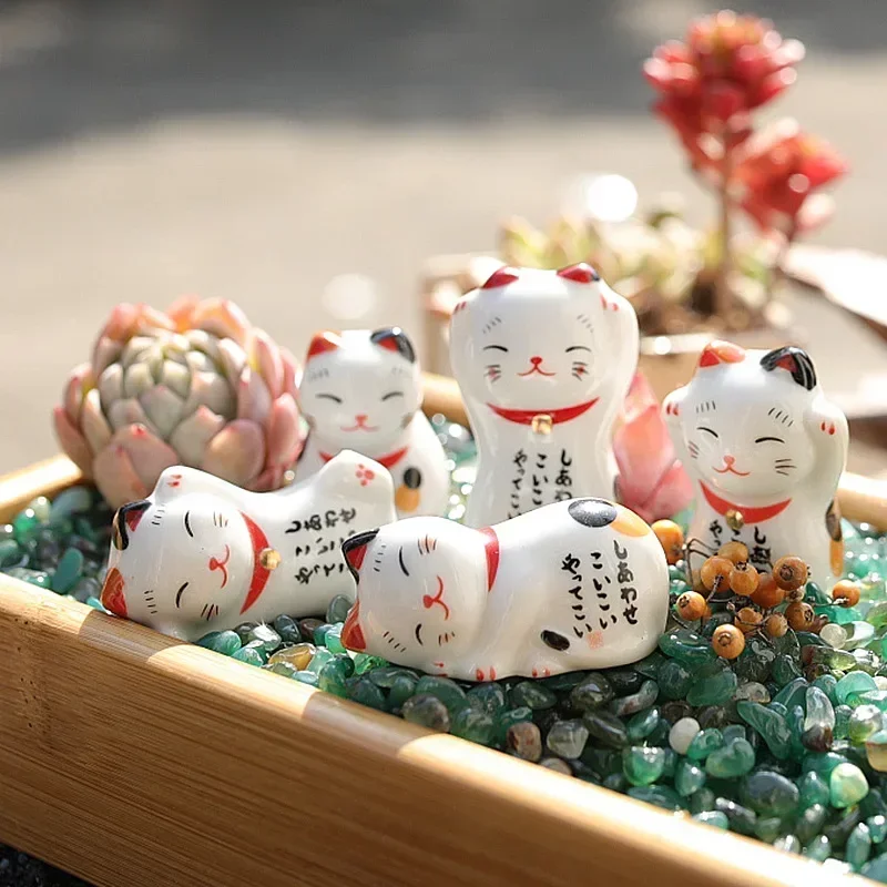 Palillos de cerámica de gato de la suerte japonés, soporte de palillos de gato de la suerte, bastidores japoneses, decoraciones para el hogar,