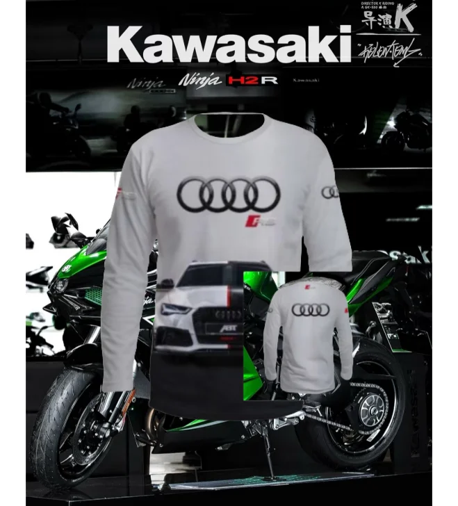 

2025 Audi Brand TCR Fan Racing F1 Men's Breathable Quickn Drying Long-sleeved Crew Neck Loose T-shirt Men's and Women's Same Top