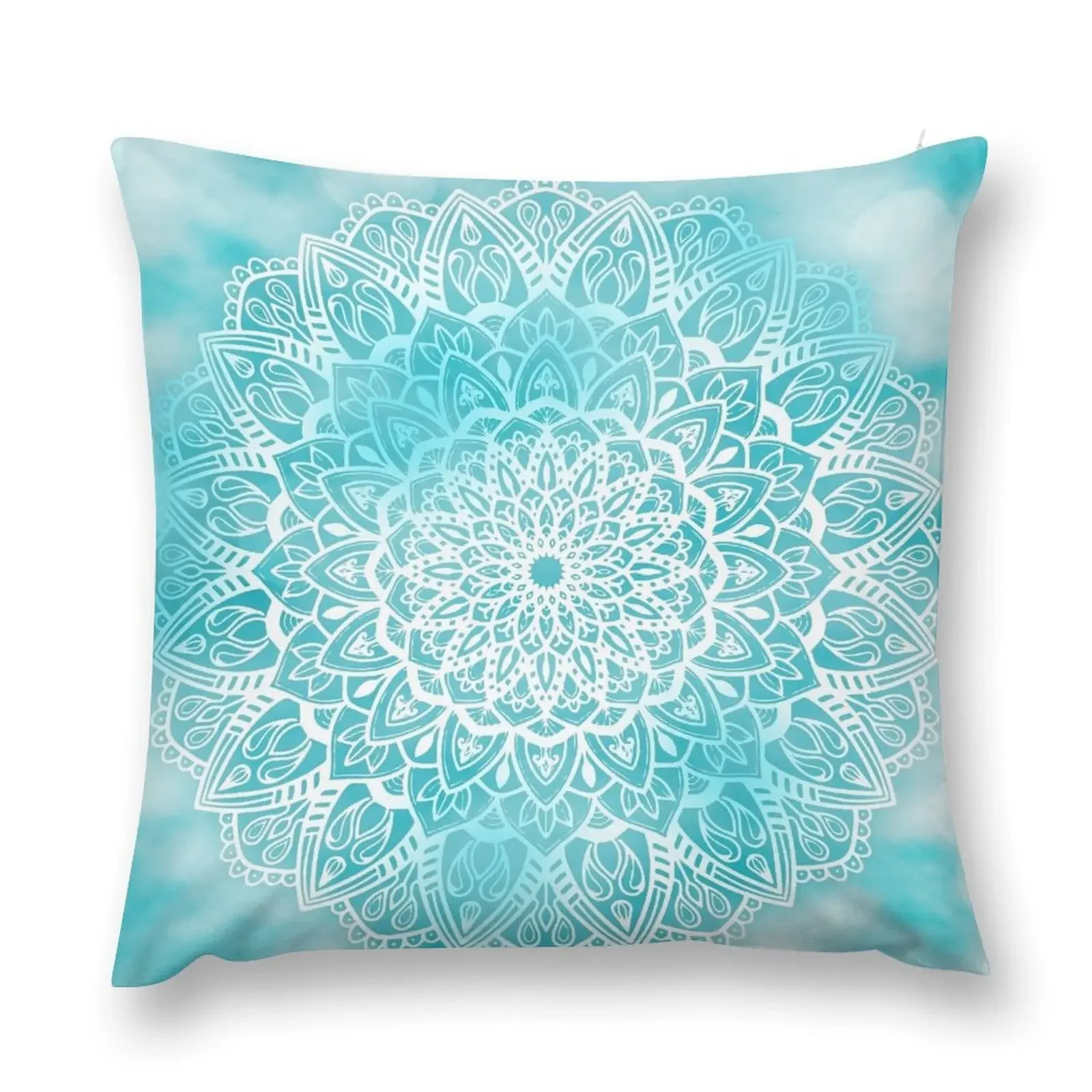 

Blue Sky Mandala in Turquoise Blue and White Throw Pillow Custom Cushion Couch Pillows Christmas Cushion For Home pillow