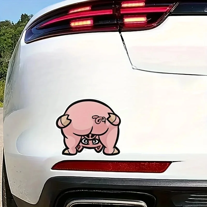 Image of Niedliche Cartoon-Schweinchen Wasserdichte Selbstklebende Aufkleber für Innen- und Außenbereich, Fahrzeug, Laptop, Glas, Wanddekoration
