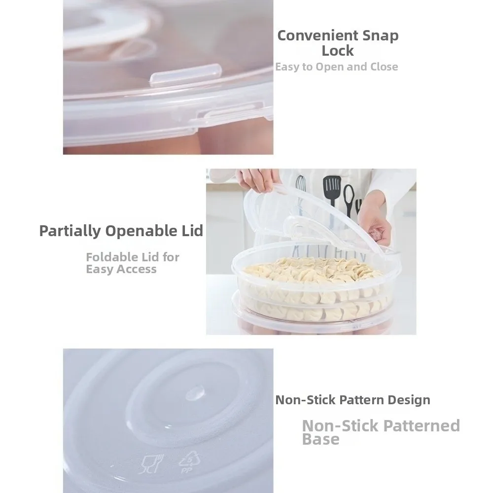 Clear Dumplings Organizer Reusable Multilayer Food Storage Container Space Saving multi-functional Round Dumpling Box