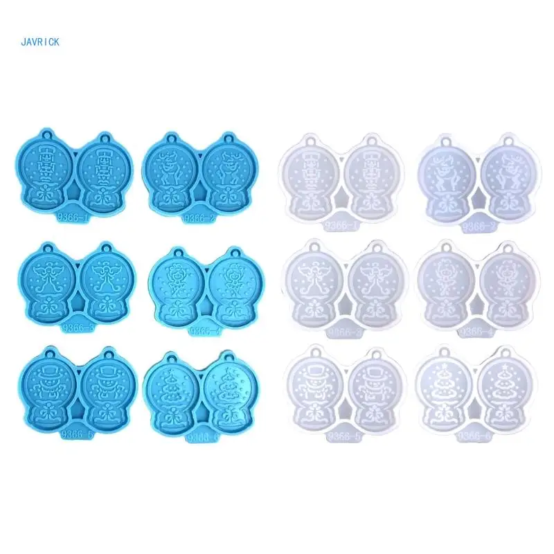 

6Pcs DIY Glossy Crystal Ball Angel Snowman Keychain Mold Resin Epoxy Earrings