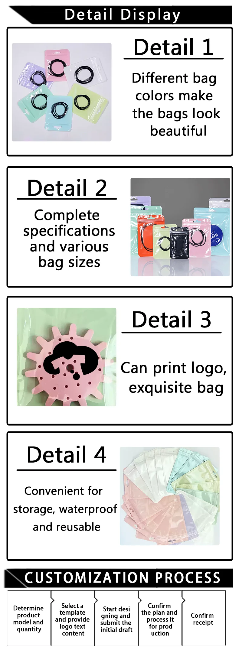 100 Stück Bunte Geschenktüten für Feiertagspartys, Dekorationen, Geschenkverpackungen, mit Anpassbarem Logo – Detail 3