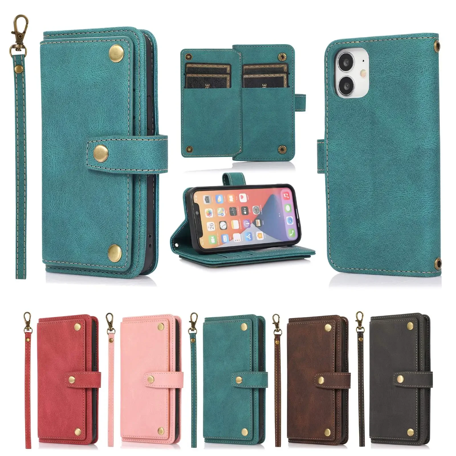 34X*Fantasy Leather Case Flip Anti-fall Wallet Phone Case For iPhone6/6S/7/8/SE2020/SE3/XS/X/XR/12/13/14/15/16 Max MINI Pro Plus