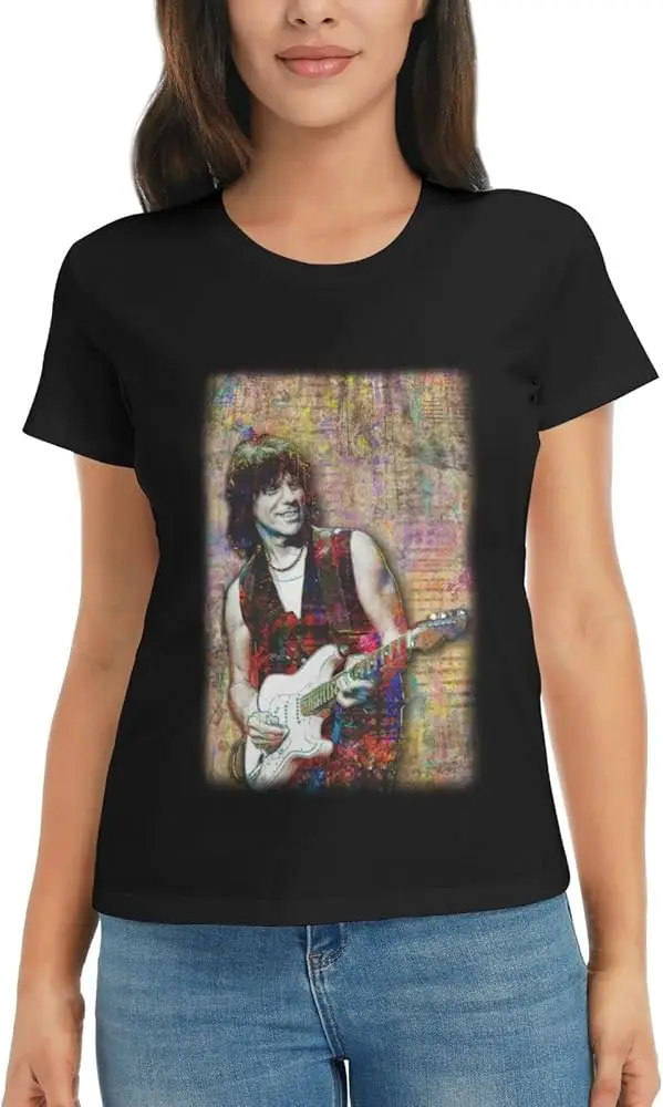 Jeff Beck Women's Shirt Casual Sports Shirt Girl Fashion Printed t Shirts Crew Neck t Shirt