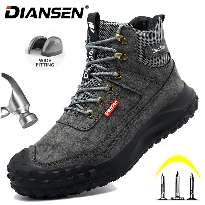

Breathable Work Shoes for Men Slip on Steel Toe Safety Shoes with Anti-Puncture Sole Indestructible Shoes for Construction Site