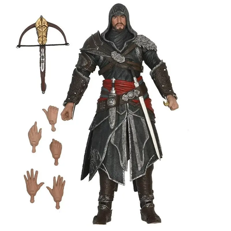 

New Spot Goods Revelations Ezio Auditore The Mentor Master Assassin Black Outfit 7 Inch Boxed Collectible Action Figure Gift