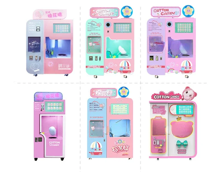 220v Spinning Cotton Candy Floss Machine Automatically Marshmallow Sugar Candy Floss Vending Machine With Cover