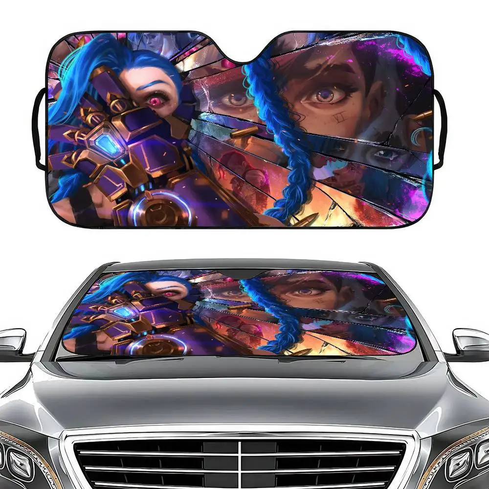 

ALeague Of Legends Jinx Car Sun Shade Front Window Sunshade For Most Sedans SUV Blocks Max Uv Rays Keep Your Vehicle Cool