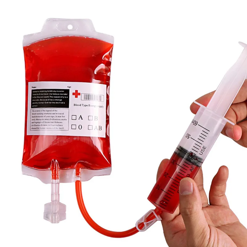 Transparent Food Grade PVC Drink Bag Vampire Blood Bag Cosplay Pouch Props Halloween Party Decoration Supplies Cocktail Set