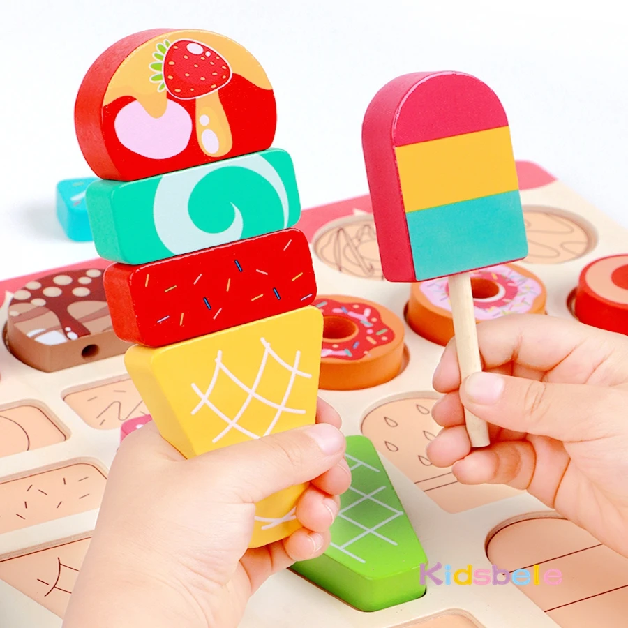 Montessori créatif multicolore bricolage Dessert crème glacée jouer maison jouet Parent-enfant interactif motricité Fine jouet cadeau de noël