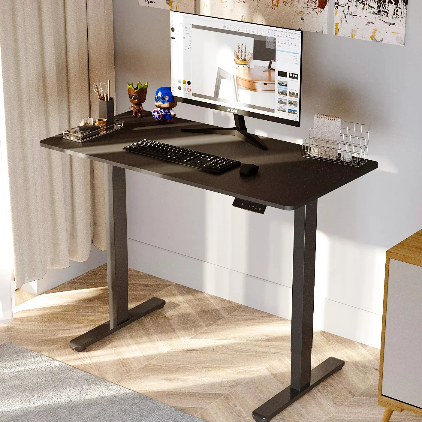 Modern Standing Desk Electric Height Adjustable with Dual Motor Max Load Capacity 80kg/176lbs Commercial Use