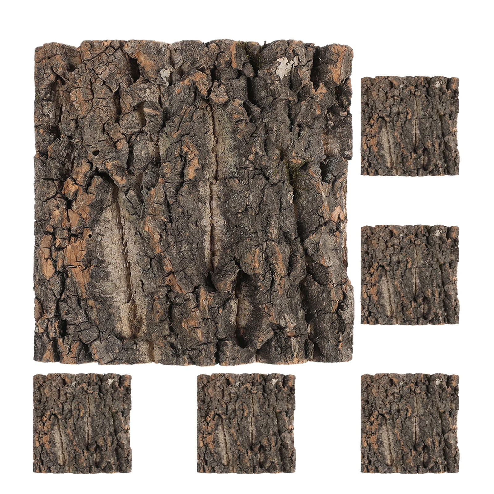 

6Pcs DIY Terrarium Background - 5.89x5.89in Cork Bark Pieces for Reptile Tank Wall - Realistic 3D Texture Lizard Chameleon