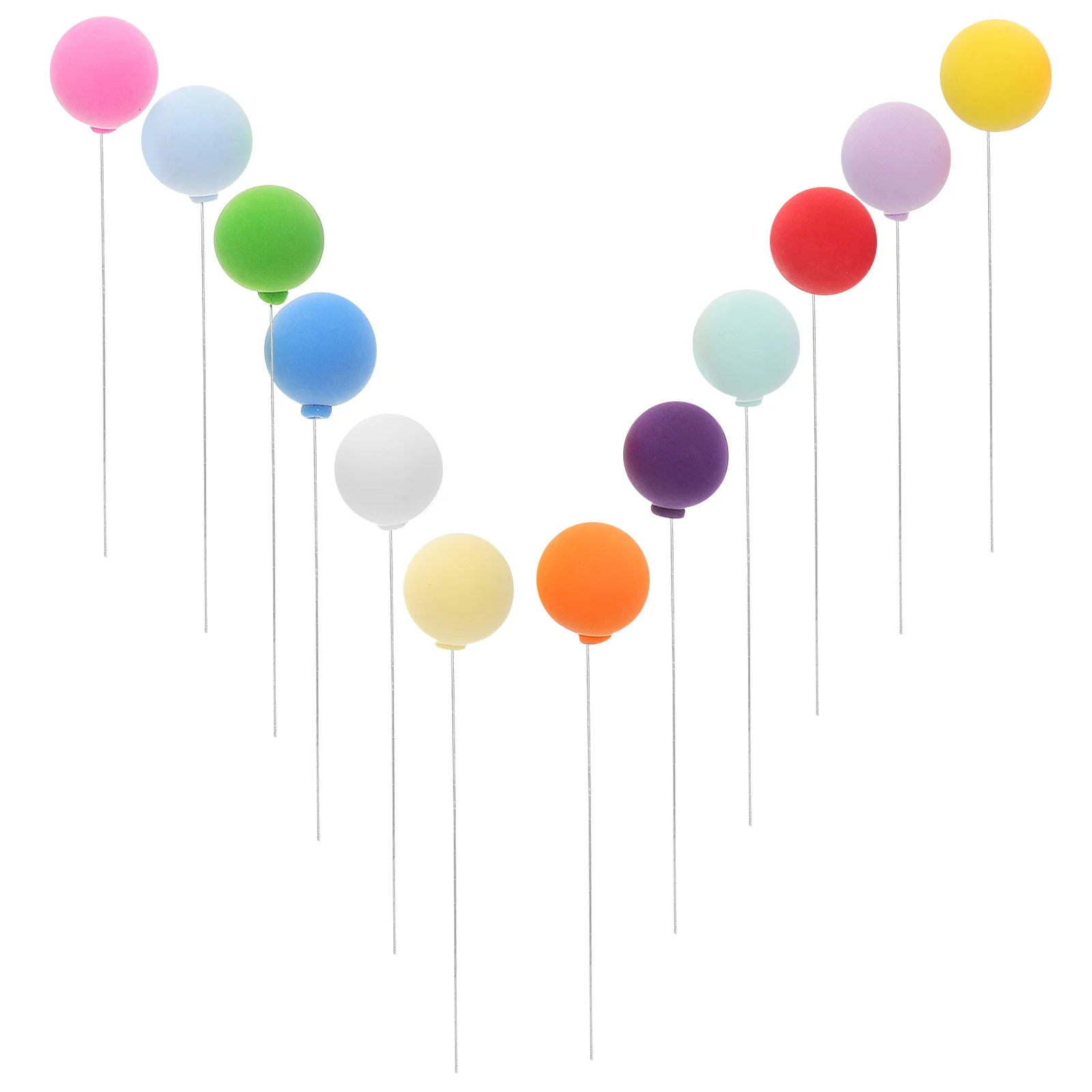 

48Pcs Balloon Cake Toppers Colorful Round Clay Ball Cupcake Inserts for Birthday Shower Wedding Party Decorations