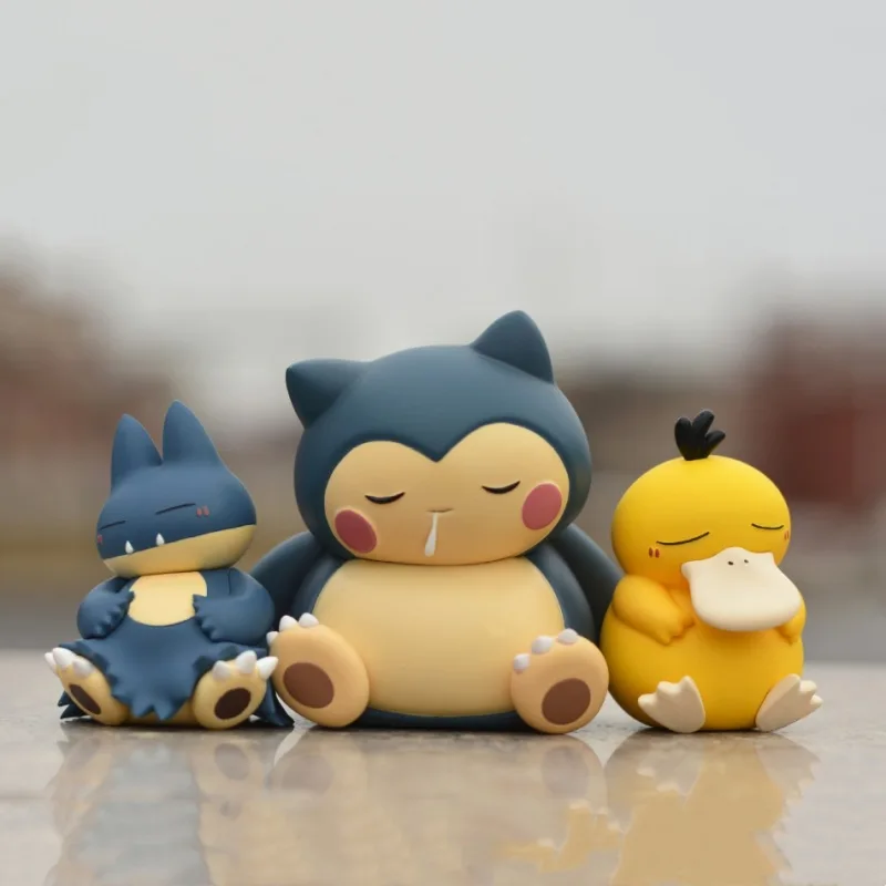 Pokemon Sleeping Ver. Figure Psyduck Snorlax, Cute Action Model Toys 6-7cm for Collection Desk Decoration