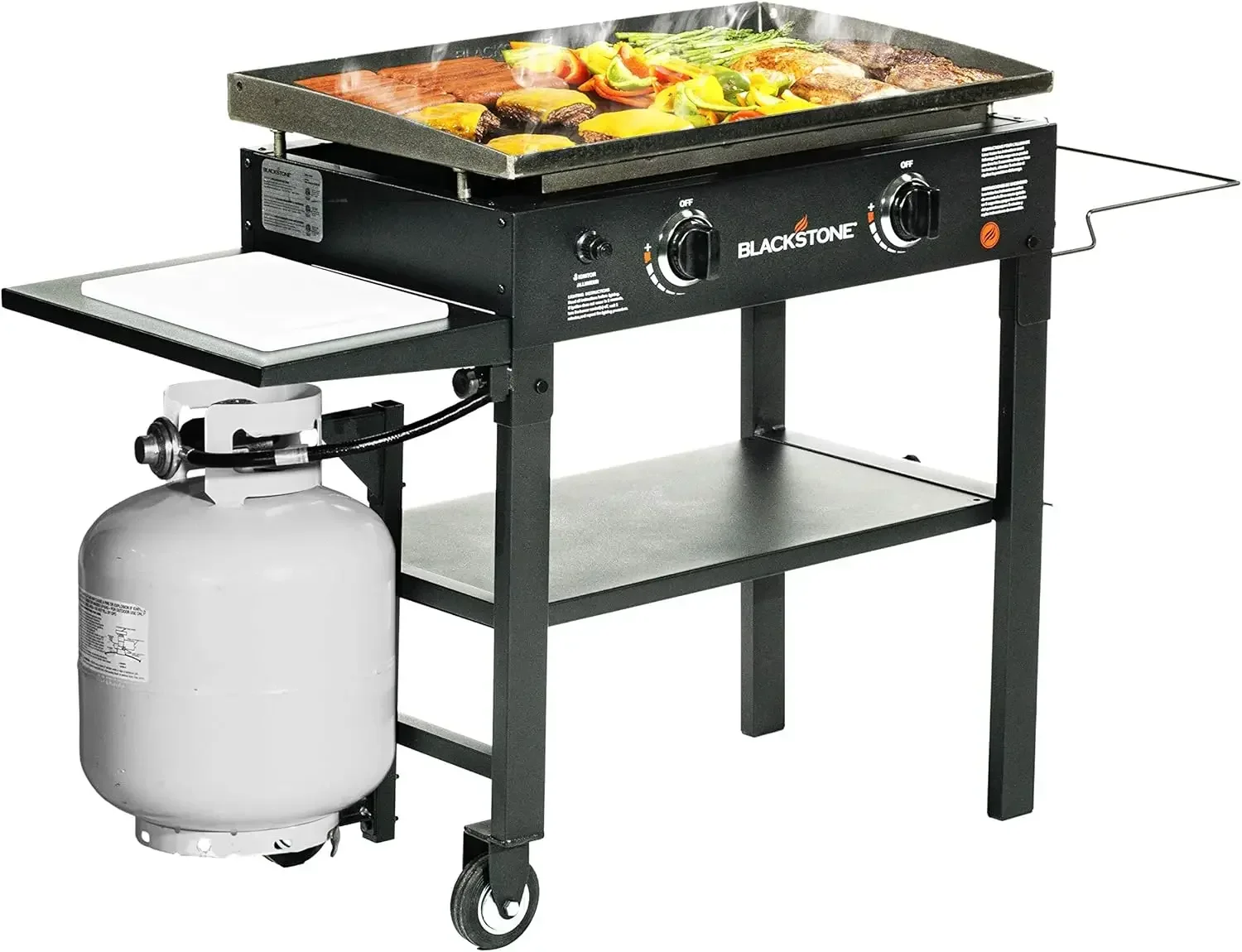 

Flat Top Gas Grill 2 Burner Propane Fuelled Rear Grease Management System 28” Outdoor Griddle Station