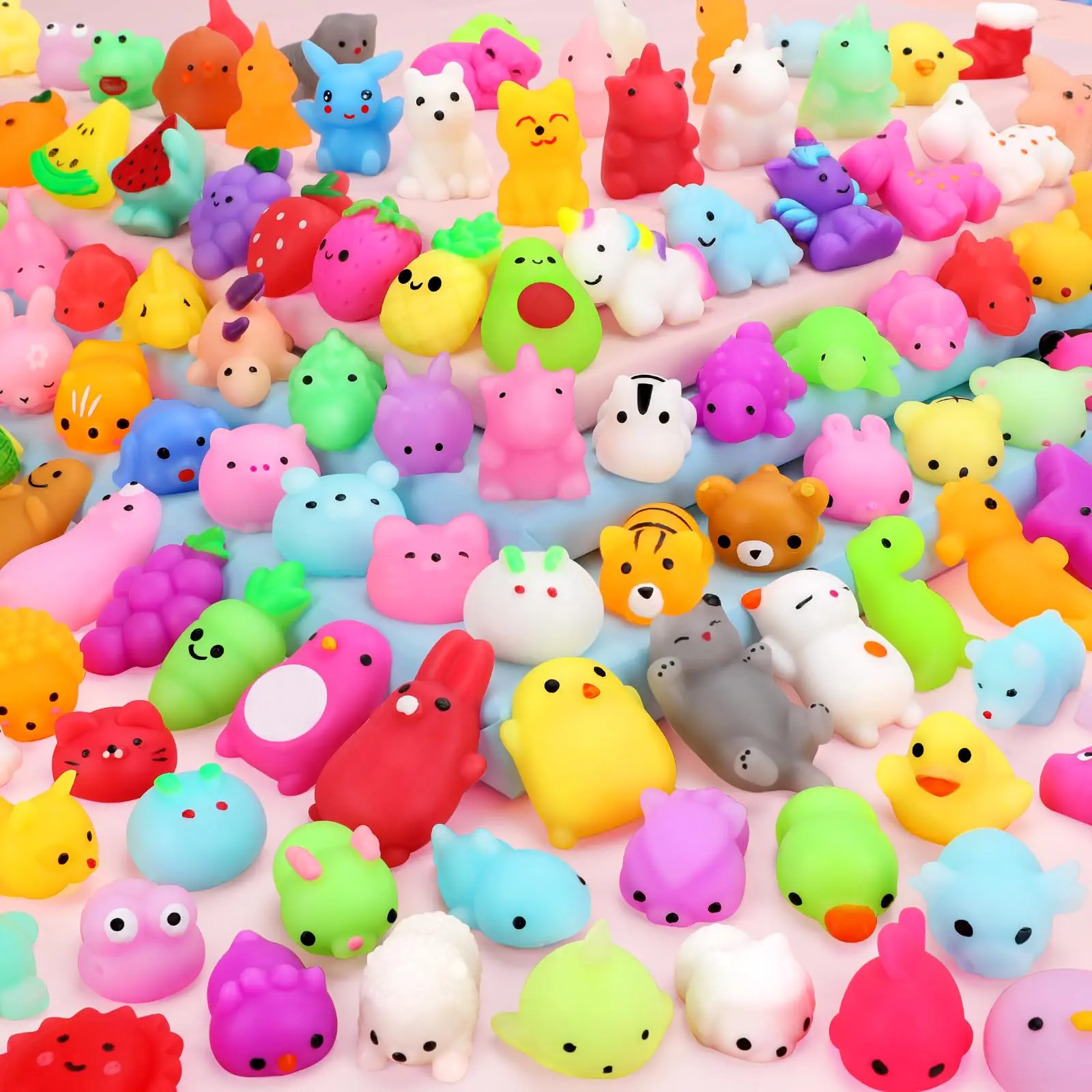 200Pcs Squishies Mochi Squishy Toys Party Favors for Kids Mini Squishies Animal Stress Relief Toy School Birthday Gifts