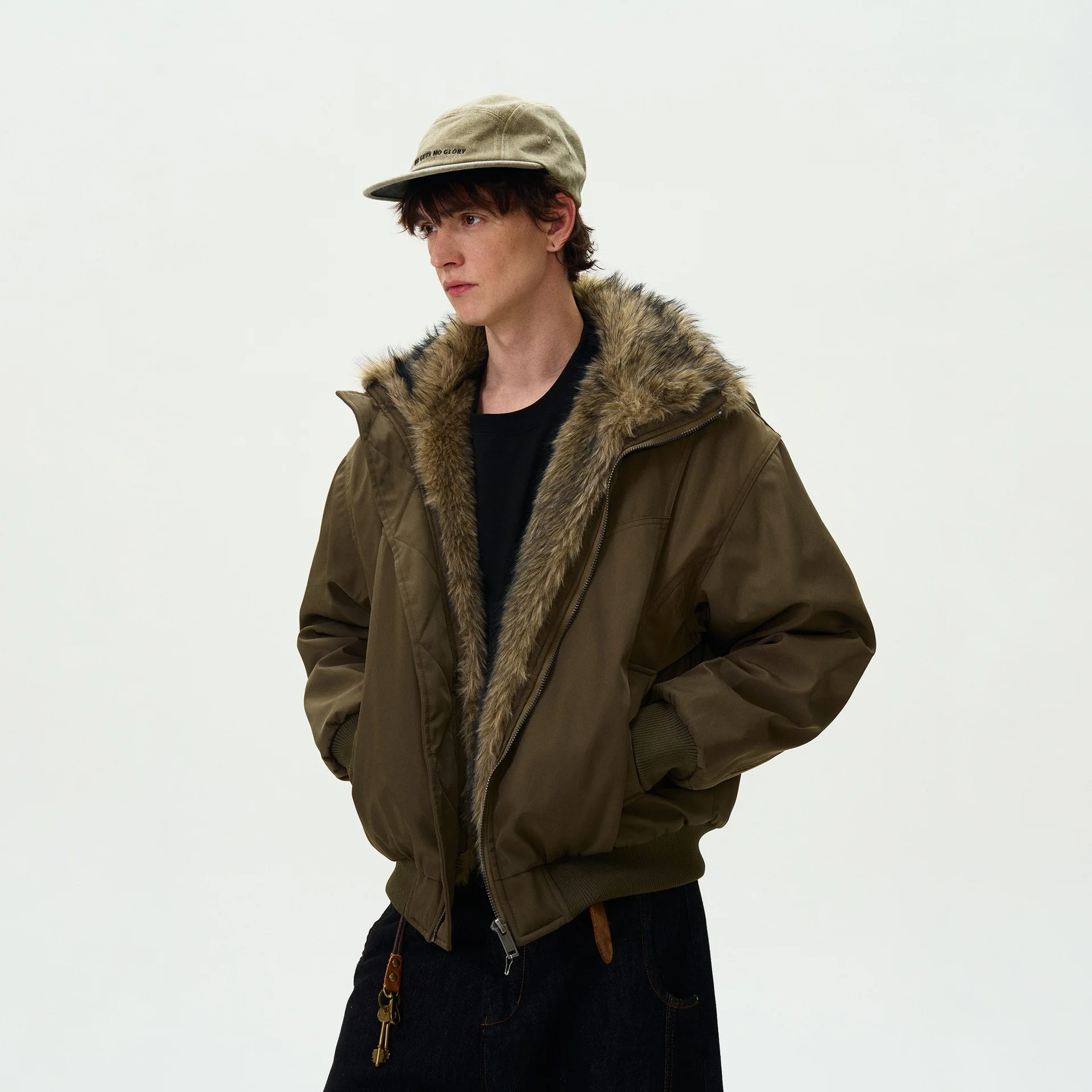 Mens Womens Winter Cotton Padded Jacket American Vintage Oversized Quilted Coat Black Casual Unisex Outerwear