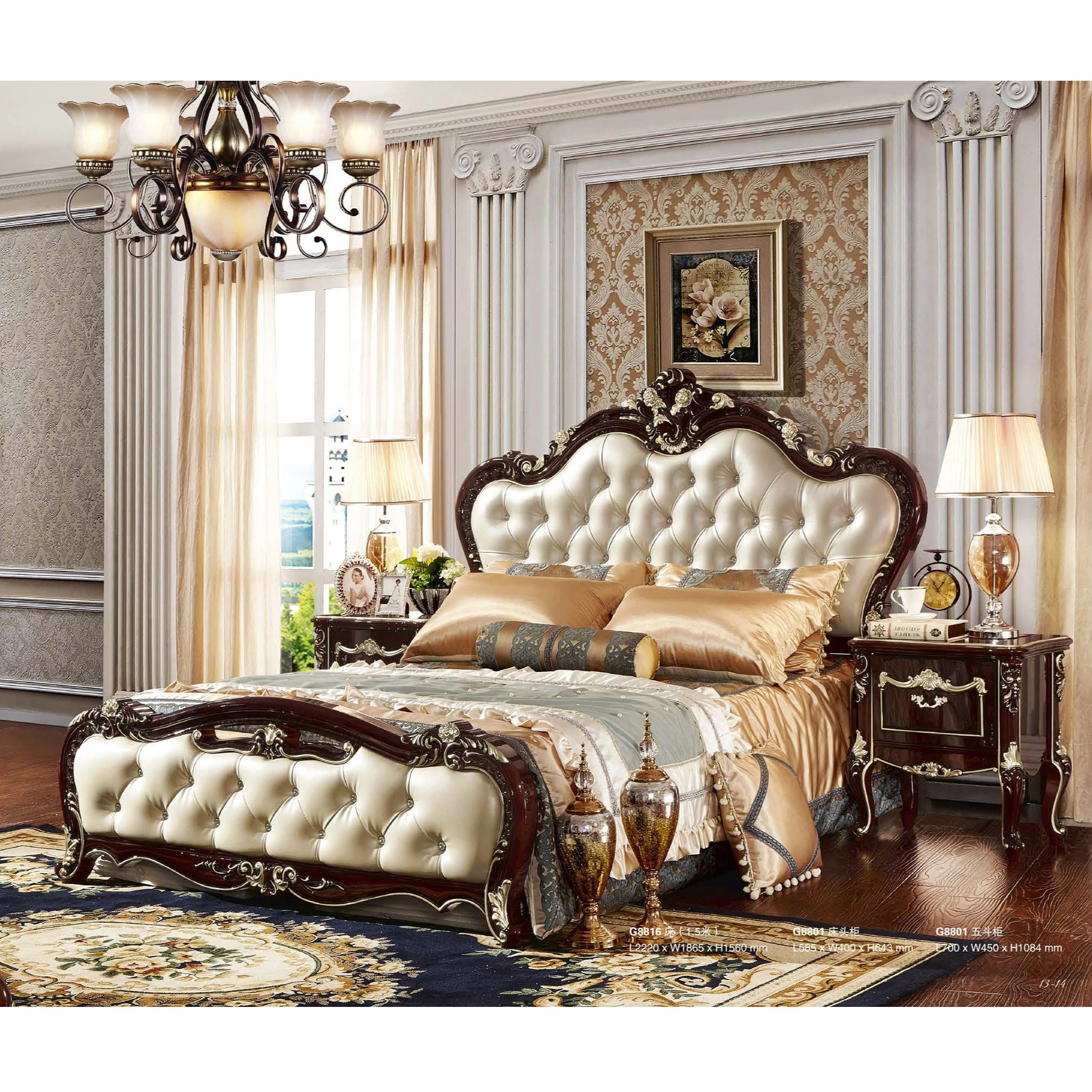 

For Modern Bedroom Set Home Furniture French Style Solid Wood Bed Luxury Bed Frame King Size Beds